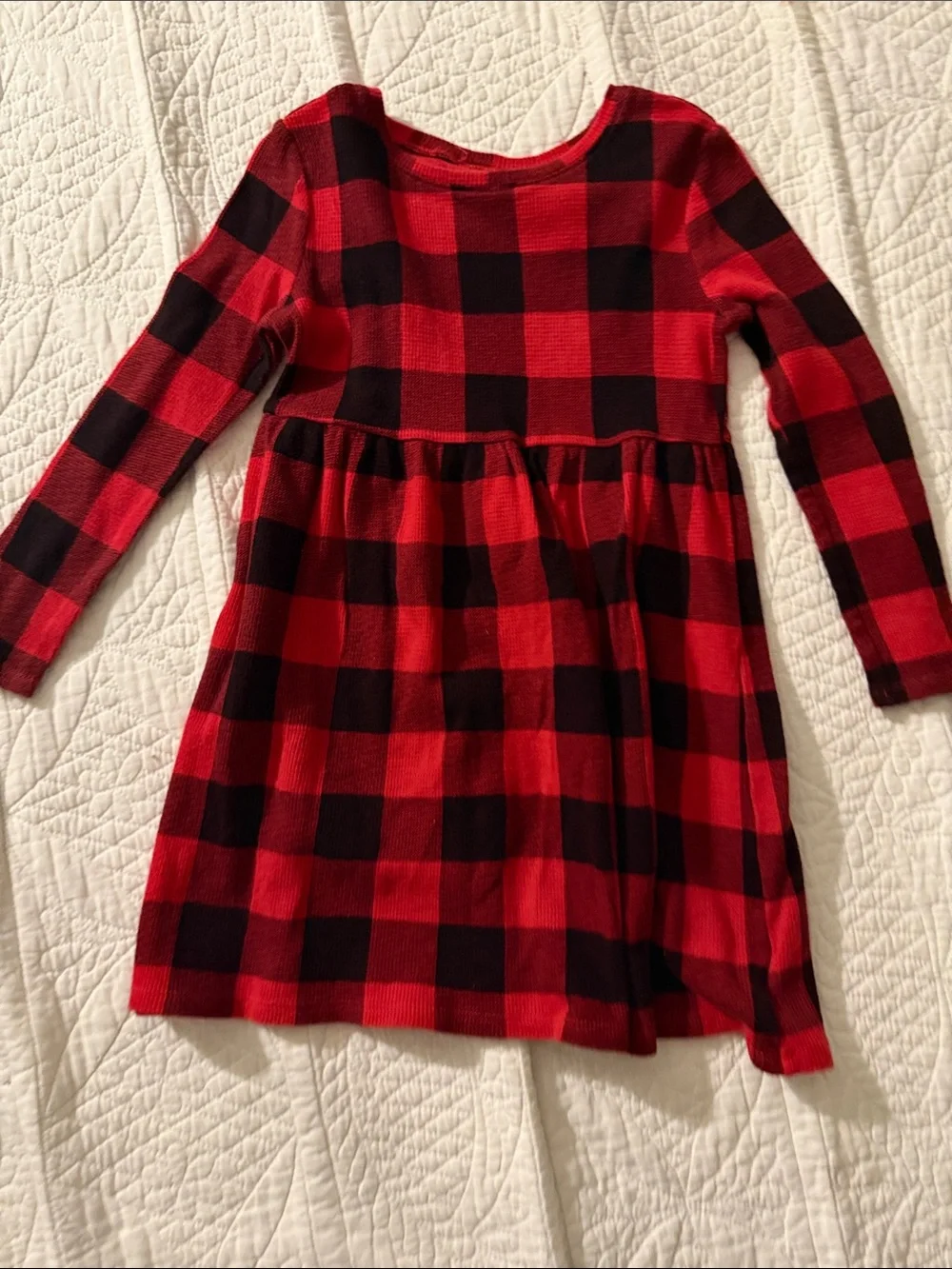 Old Navy Red and Black Buffalo Plaid Long-Sleeve Dress
